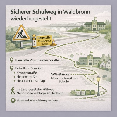 Waldbronn: Baustelle Pforzheimer Straße - Sicherer Schulweg wiederhergestellt